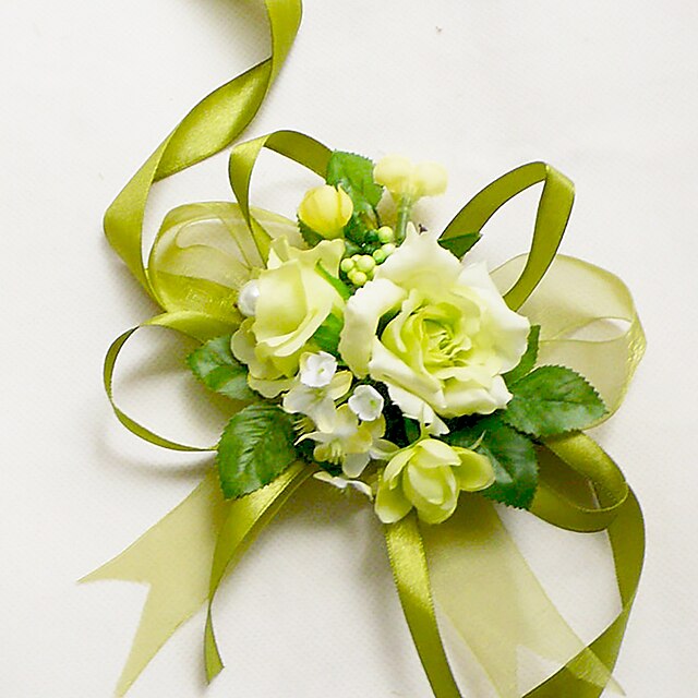  Fleurs de mariage Petit bouquet de fleurs au poignet Mariage Mousseline de soie / Soie / Satin 5cm