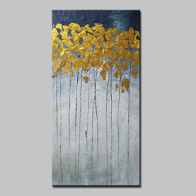Oil Painting Handmade Hand Painted Wall Art Abstract Gold Plant Floral Home Decoration Décor Rolled Canvas No Frame Unstretched 8
