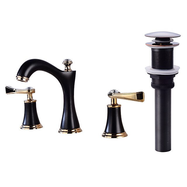  Faucet Set - Widespread Oil-rubbed Bronze Widespread Two Handles Three HolesBath Taps