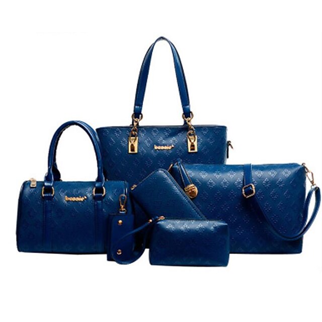  Dames Tassen PU-nahka Koeienhuid zak Set 5 stuks Purse Set Bag Sets Toimisto & ura Zwart Blauw Lichtbruin Beige