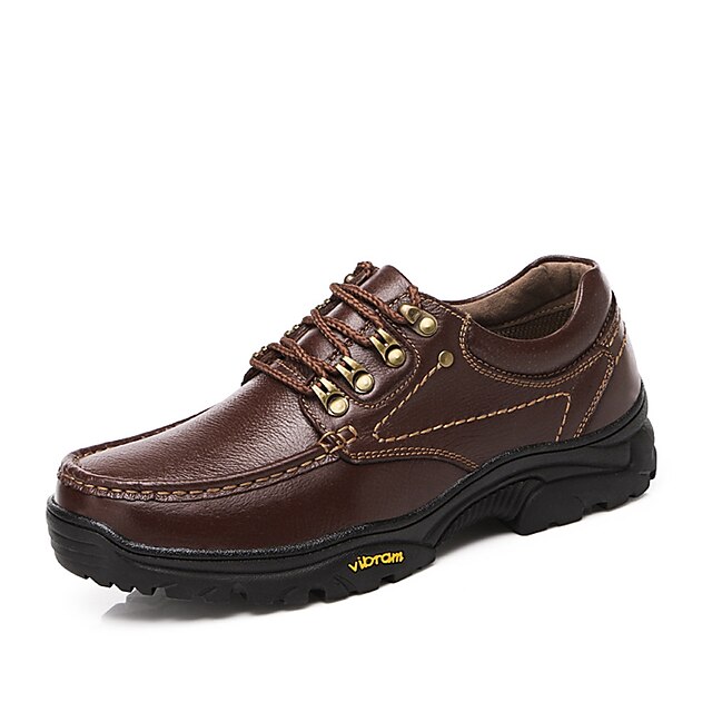  Men's Shoes Cowhide Fall Winter Formal Shoes Light Soles Comfort Oxfords Hiking Shoes Lace-up for Casual Office & Career Outdoor Dark