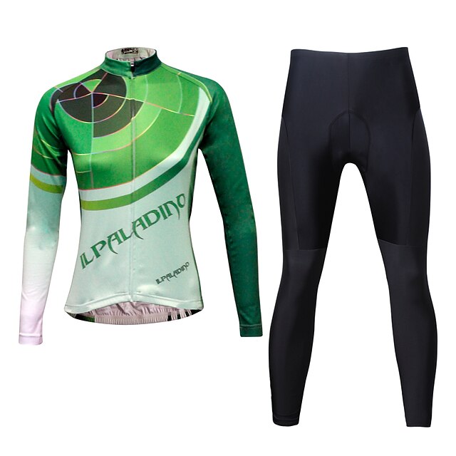  KEIYUEM Women's Long Sleeve Cycling Jersey with Tights Winter Stripes Bike Tights Clothing Suit Waterproof Windproof Breathable 3D Pad Quick Dry Sports Stripes Mountain Bike MTB Clothing Apparel