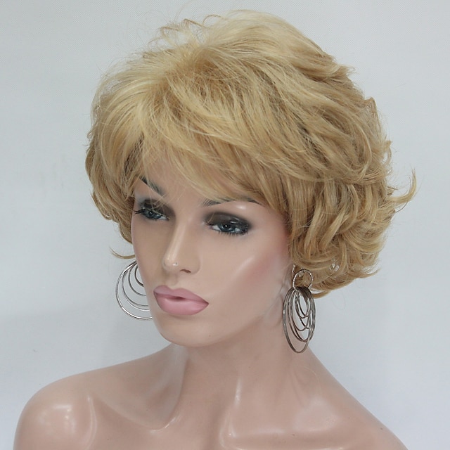  Synthetic Wig Curly Curly Layered Haircut Wig Short Blonde Synthetic Hair Women's Blonde StrongBeauty