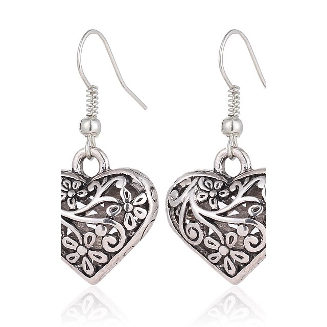  Women's Drop Earrings Heart Love Ladies Earrings Jewelry Silver For Wedding Party Daily Casual
