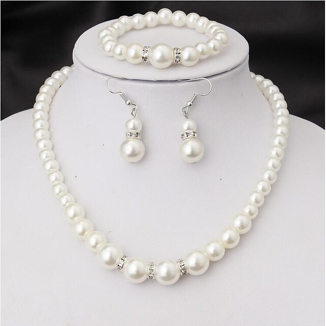  Women's Bridal Jewelry Sets Imitation Pearl Rhinestone Earrings Jewelry White For Wedding Party Special Occasion Anniversary Birthday New Baby / Graduation / Engagement