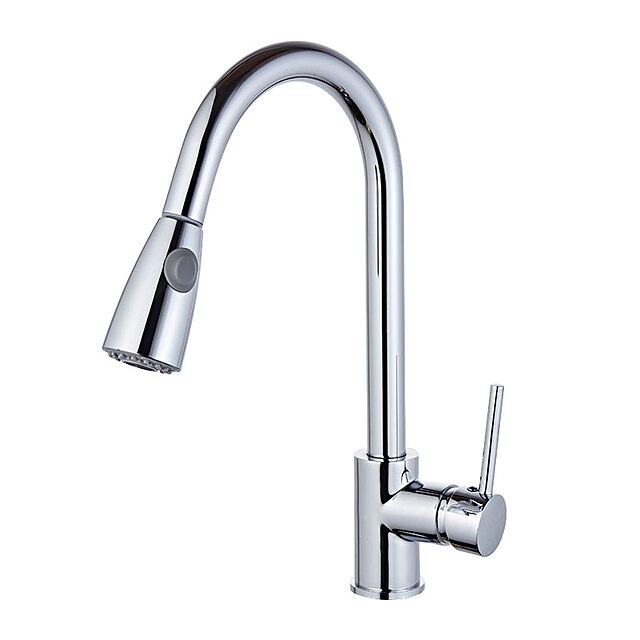  Torneira de Cozinha Cromado Haste Móvel - Horizontal e Vertical / Torneira com Bica Alta Conjunto Central Arte Deco / Retro / Contemporâneo Moderno / Fashion Kitchen Taps / Latão