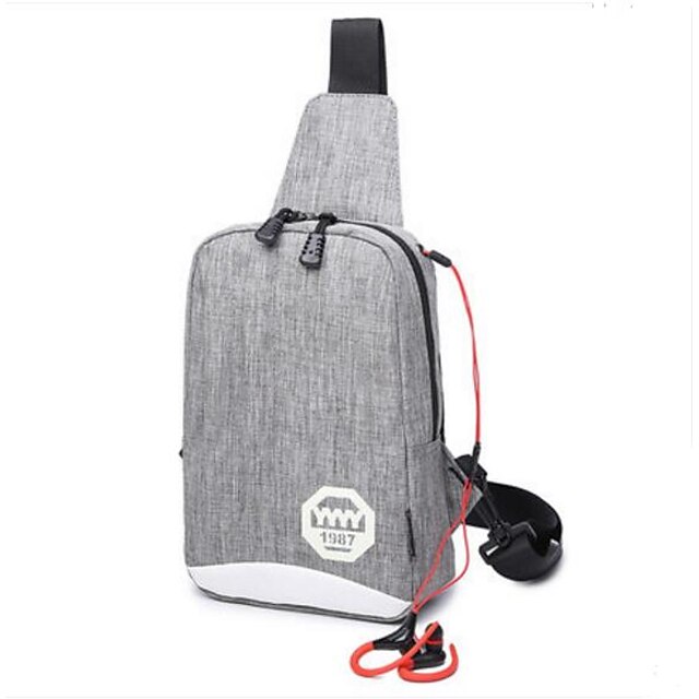  Men Bags All Seasons Polyester Sling Shoulder Bag for Casual Outdoor Gray