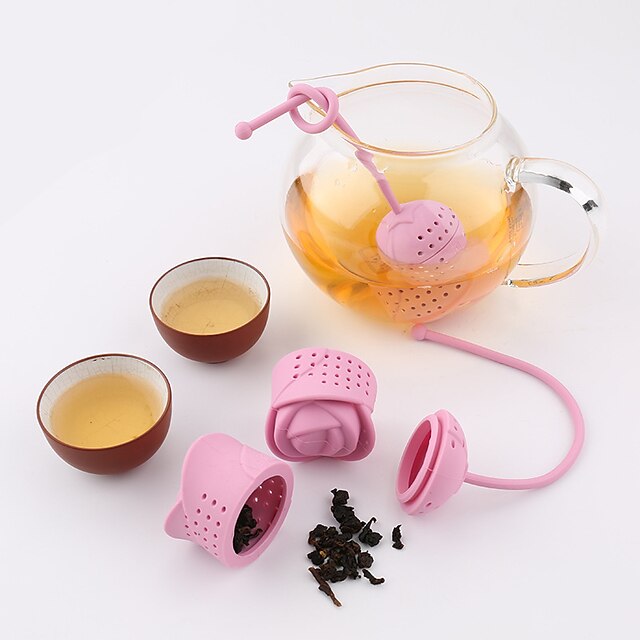  1ks kreativní růžový silikonový čajový sítkový texturový čajový nálev