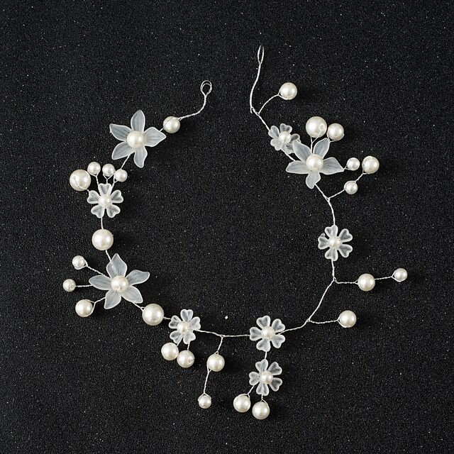  Pearl / Acrylic Headbands / Headwear / Head Chain with Floral 1pc Wedding / Special Occasion Headpiece