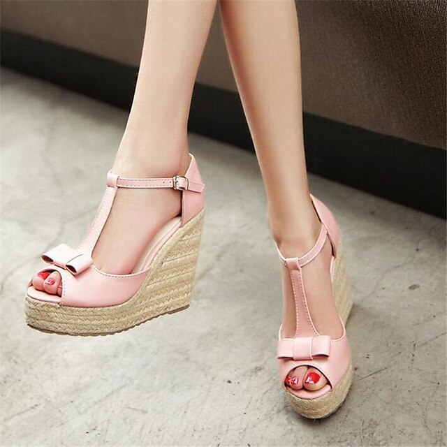  Women's Sandals Casual Wedge Heel Comfort PU Pink Purple