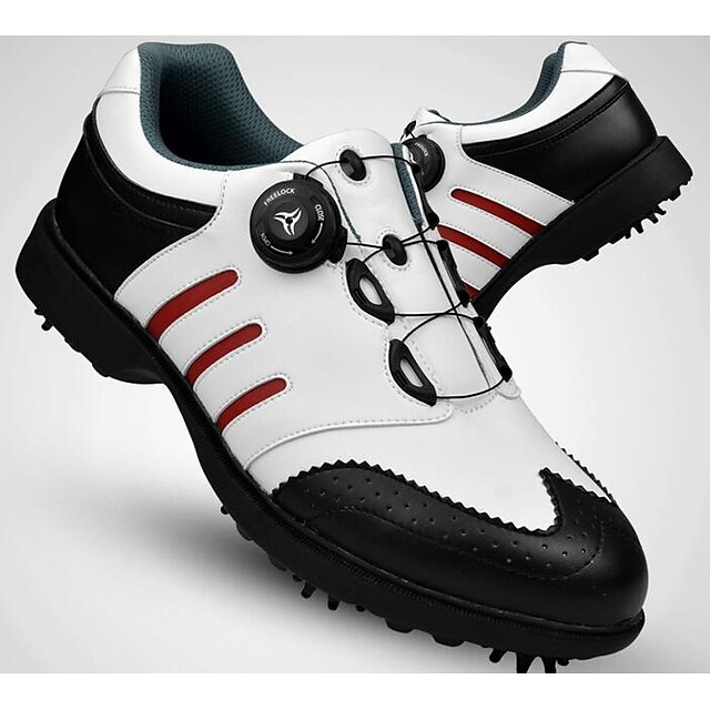  Hombre Zapatos de Golf Estilo artístico Estilo moderno Elegante Golf Ajustable / Retráctil Amortización Suave Zapatos Con Dedos Cuero de Grano Grueso Primavera, Otoño, Invierno, Verano Negro y blanco