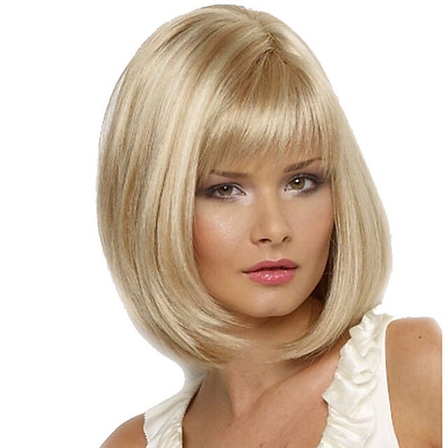  Synthetic Wig Straight Straight Wig Blonde Medium Length Blonde Synthetic Hair Women's Blonde