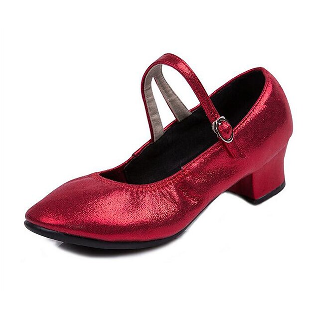 Mulheres Sapatos de Dança Sapatos de Dança Moderna Sandália Têni Flor Salto Baixo Vermelho / Dourado / Prata / Profissional