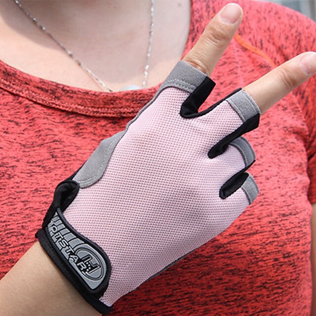  Bike Gloves / Cycling Gloves Mountain Bike MTB Breathable Anti-Slip Sweat-wicking Protective Fingerless Gloves Half Finger Sports Gloves Pink for Adults' Camping / Hiking / Caving