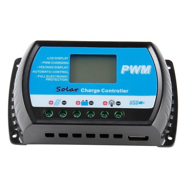  Pwm 30A Solar Charge Controller 12V 24V Lcd Display Usb 5V Solar Panel Charge Regulator 
