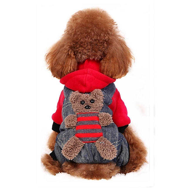  hundedrakt frakk hettegenser bjørn cosplay mote hundedrakter gul rød kostyme til jente og gutt hund flanell stoff bomull xs s m l xl xxl
