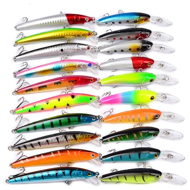  20 pcs Lure kit Fishing Lures Minnow Crank Lure Packs Floating Bass Trout Pike Sea Fishing Bait Casting Spinning