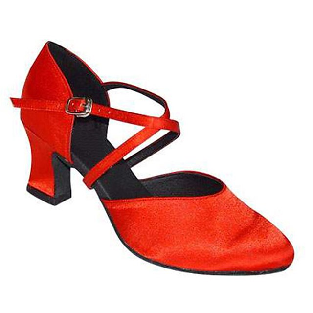  Femme Chaussures Modernes Soie Boucle Sandale Effet Croisé Talon Cubain Personnalisables Chaussures de danse Amande / Noir / Rouge / Utilisation