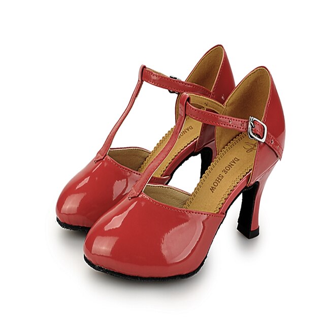  Mujer Zapatos de Baile Moderno / Salón Cuero Patentado Hebilla Tacones Alto / Zapatilla Hebilla Tacón Stiletto Zapatos de baile Negro / Amarillo / Rojo claro / Entrenamiento / EU40