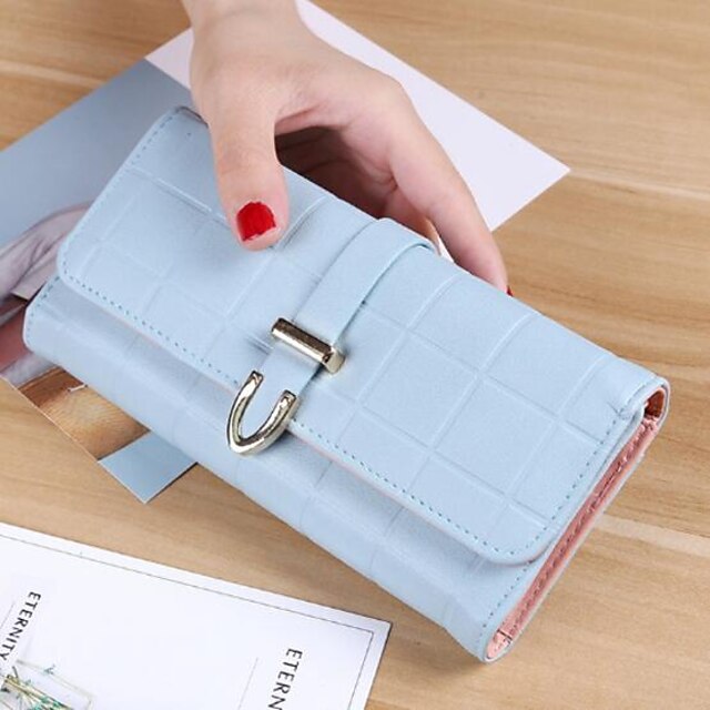  Damen Taschen PU Scheckheft Brieftasche für Normal Ganzjährig Gold Violett Azurblau
