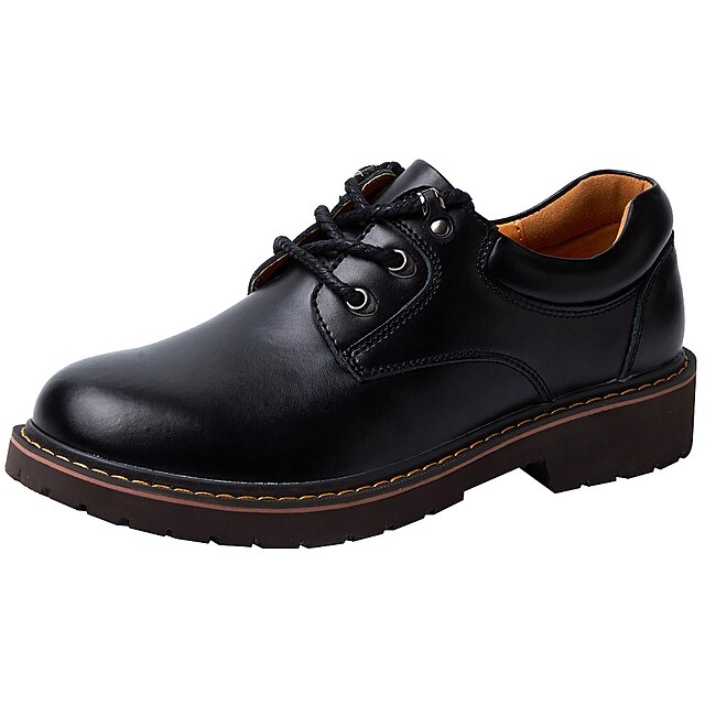  Men's Comfort Shoes Fall / Winter Wedding Casual Office & Career Loafers & Slip-Ons Cowhide Black / Brown / Coffee / Lace-up