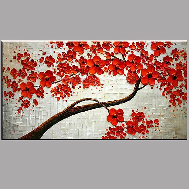  Oil Painting Hand Painted - Floral / Botanical Modern Contemporary Stretched Canvas