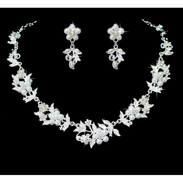  Women's Jewelry Set Flower Imitation Pearl Earrings Jewelry White For Wedding Party Special Occasion Anniversary Birthday