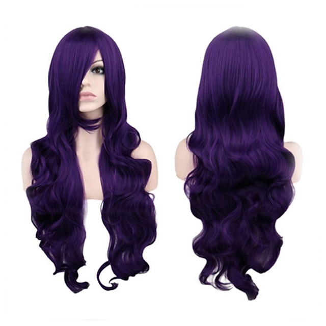  Synthetic Wig Curly Curly Wig Long Purple Synthetic Hair Women‘s Purple