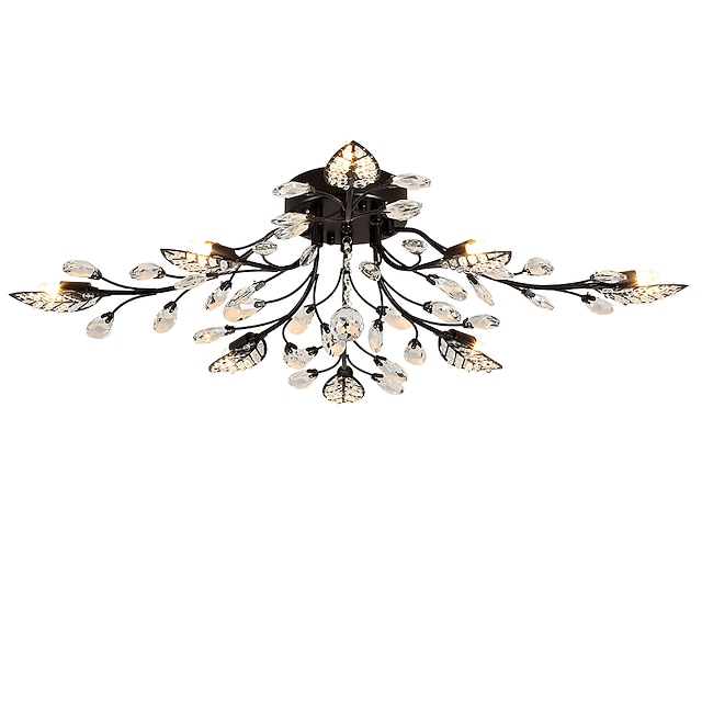  8-lys 80 cm loftslampe led krystal flush mount lys metal malede finish smarte og moderne kunstneriske 200-240v / 110-120v / g9 blomsterdesign