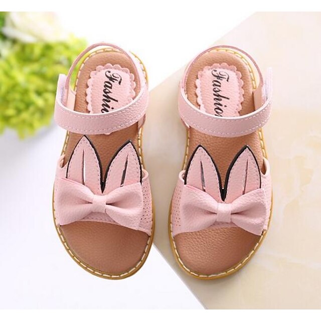  Girls' Flats Comfort Spring Fall PU Walking Shoes Casual Magic Tape Low Heel Beige Gray Blushing Pink Flat