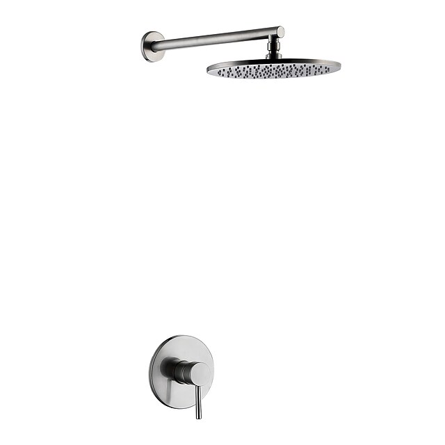  Dusjkran Sett - Regnfall Nikkel Børstet Vægmonteret Keramisk Ventil Bath Shower Mixer Taps / Messing / Enkelt håndtak To Huller