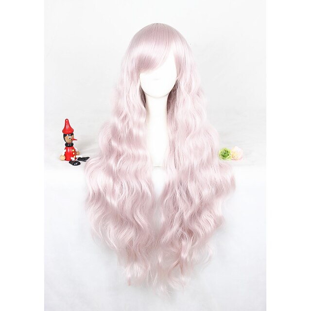  Synthetic Wig Curly Curly Wig Long Pink Synthetic Hair Women's Pink