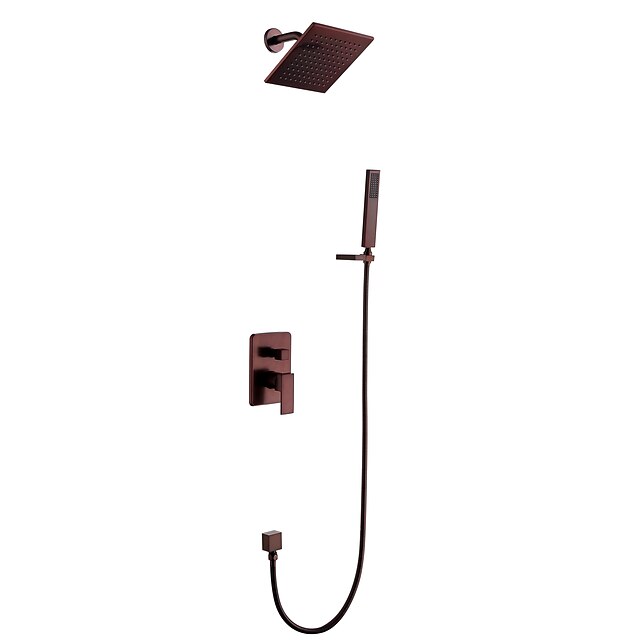  Shower Faucet Oil-rubbed Bronze Wall Mounted Ceramic Valve Bath Shower Mixer Taps / Brass / Two Handles Four Holes