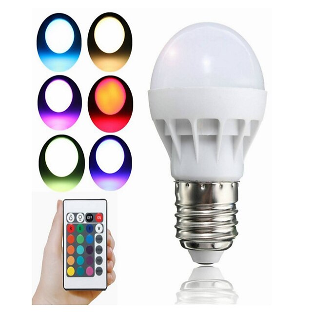  1pç 3 W Lâmpada de LED Inteligente 100 lm E26 / E27 1 Contas LED LED Integrado Controle Remoto Decorativa Cores Gradiente RGB 85-265 V / 1 pç / RoHs