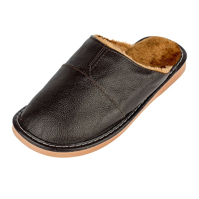  Homme Chaussures Cuir Hiver Automne Confort Chaussons & Tongs Combinaison pour Décontracté Noir Café