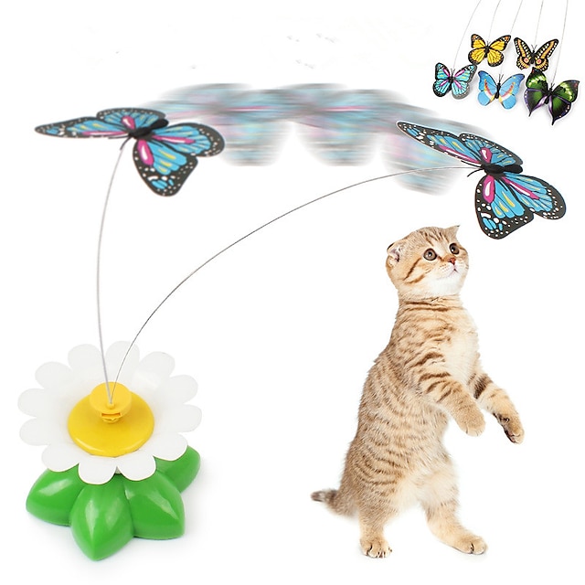  ネコ用おやつ ネコ用インタラクティブおもちゃ 楽しい猫のおもちゃ ネコ 子猫 蝶型 プラスチック ギフト ペットのおもちゃ ペットプレイ