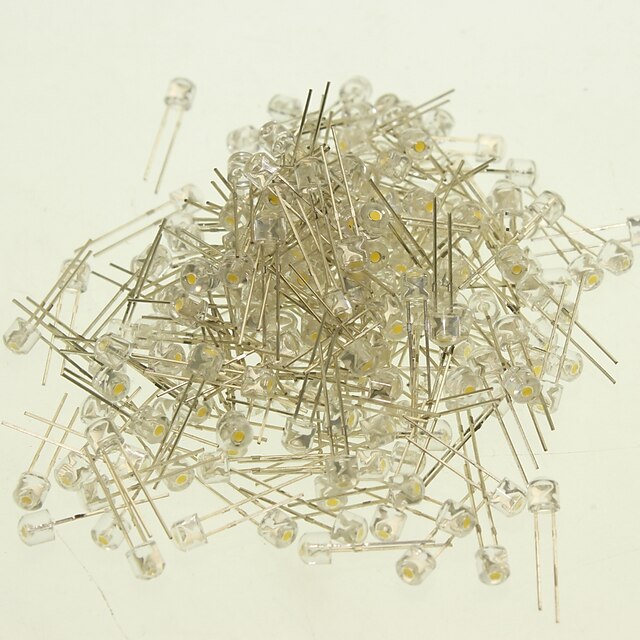  sencart 1000pcs / pack super ljus vidvinkel f5 5mm rund toppledd emitterande dioder varm vit / cool vit dc 3-3.2v