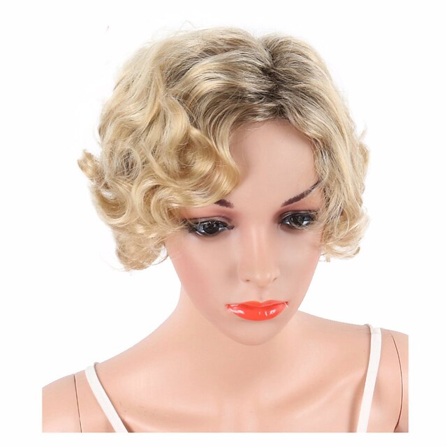  Synthetic Wig Wavy Wavy Wig Blonde Short Blonde Synthetic Hair Women's Ombre Hair African American Wig Blonde