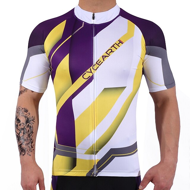  Short Sleeve Cycling Jersey - White Bike Top Quick Dry Sports Spandex 100% Polyester Lycra Clothing Apparel