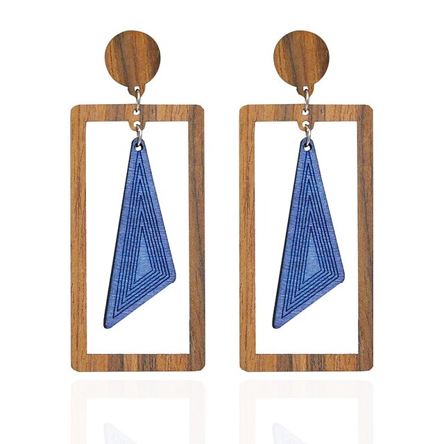  Women's Drop Earrings Earrings Personalized Classic Basic Vintage Simple Style Fashion Wood Earrings Jewelry Blue For Christmas Wedding Party Halloween Anniversary Birthday / Business / Gift / Sports