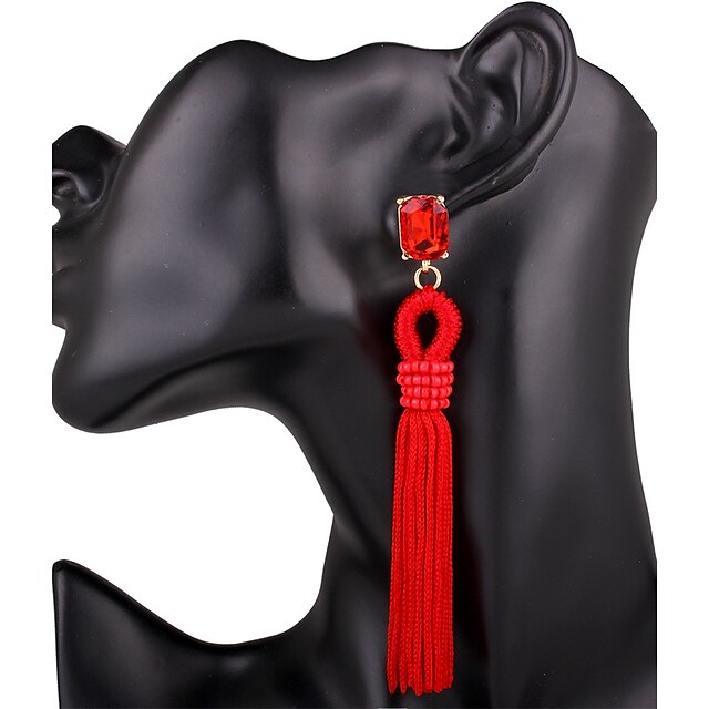  Women's Drop Earrings Pendant Dangle Earrings Tassel Fringe Drop Statement Ladies Personalized Luxury Geometric Unique Design Earrings Jewelry Lake Blue / Black / Red For Christmas Christmas Gifts