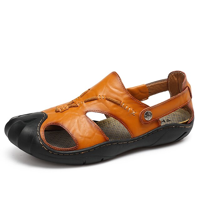  Miehet kengät Aitoa nahkaa Kesä Syksy muodollinen Kengät Sandaalit Kävely Split Joint Käyttötarkoitus Kausaliteetti Keltainen Ruskea