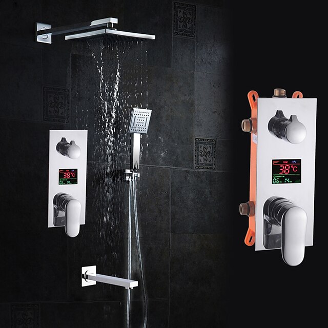  Shower Faucet - Artistic / Luxury / Art Deco / Retro Chrome Wall Mounted Ceramic Valve / Brass / Single Handle Four Holes