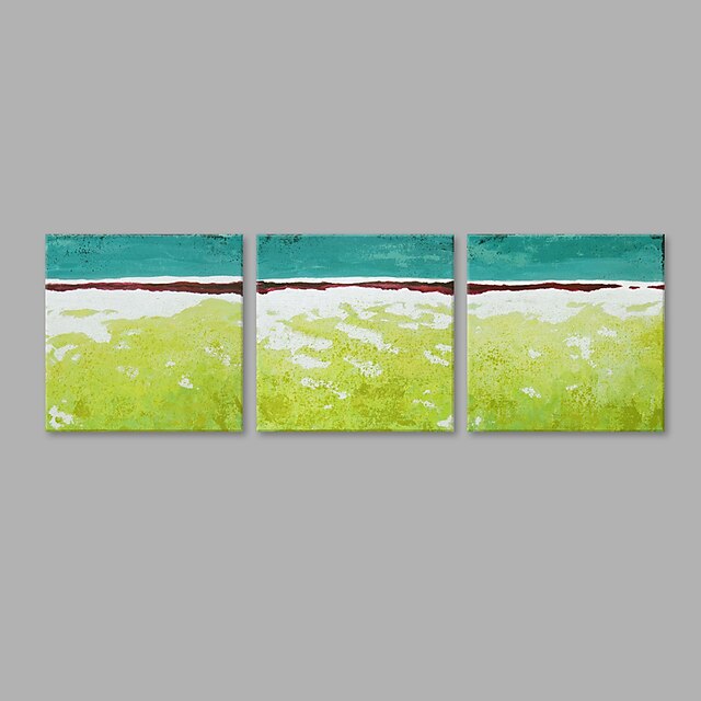 Hang malte oljemaleri Håndmalte - Abstrakt Kunstnerisk Lerret / Tre Paneler / Stretched Canvas