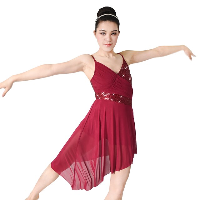 Ballett Kleid Paillette Rüschen Drapiert Damen Leistung Ärmellos Normal Elasthan Pailletten Polyester / Moderner Tanz