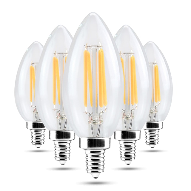  YWXLIGHT® ５個 4 W ＬＥＤキャンドルライト 300-400 lm E14 C35 4 LEDビーズ COB 調光可能 装飾用 温白色 クールホワイト 220-240 V