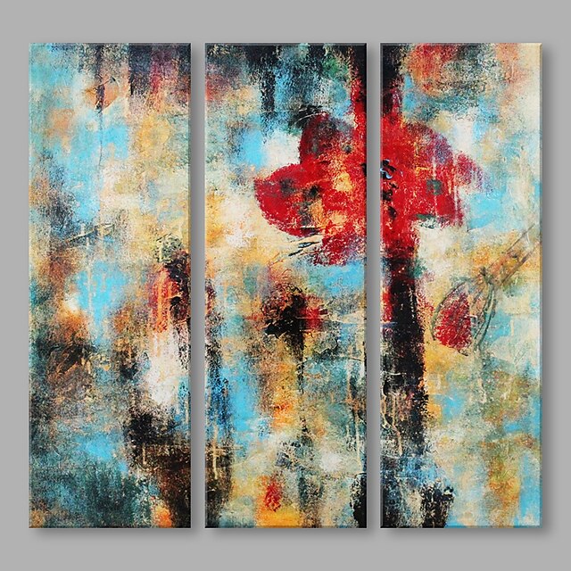  Oil Painting Hand Painted - Abstract Artistic Canvas / Three Panels / Stretched Canvas