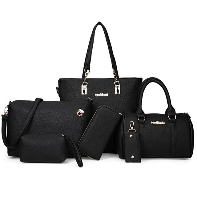  Women's Bags PU(Polyurethane) Bag Set 6 Pieces Purse Set Rivet / Zipper Pink / Gray / Brown / Bag Sets