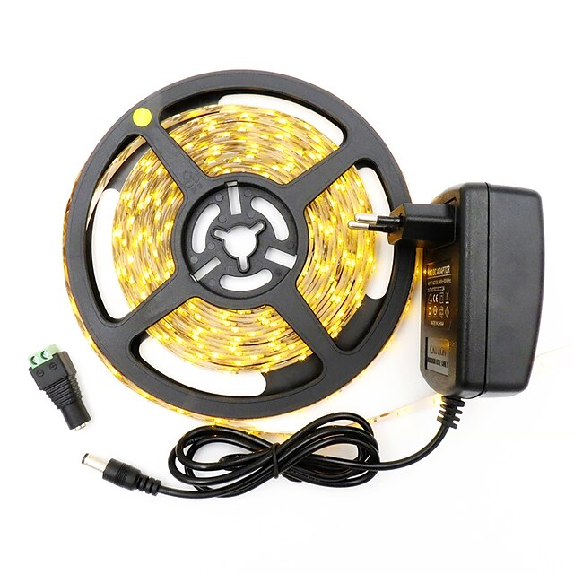  HKV 5 m Fleksible LED-lysstriper 300 LED 3528 SMD 8mm 1pc Varm hvit Hvit Kuttbar Selvklebende Tiktok LED stripelys 12 V
