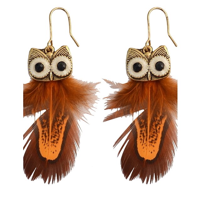 Vintage Feather Earrings Circle Geometric Owl Earrings Drop Dangle Ear Earrings Vintage Feather Earrings Circle Geometric Owl Earrings Drop Dangle Ear Earrings